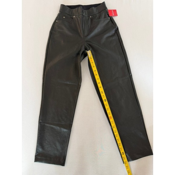 NWT Spanx Faux Leather Slim High Rise Straight Pull On Pants Black Size XS - Picture 5 of 6